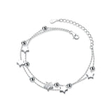 Silver Zircon Star Charm Bracelet for Women Party Jewelry