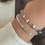 Silver Heart Bracelet Zircon Chain Women's Student