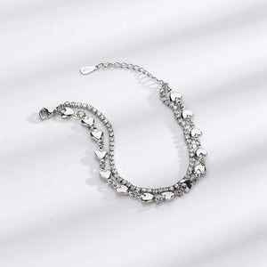 Silver Heart Bracelet Zircon Chain Women's Student