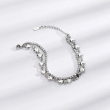 Silver Heart Bracelet Zircon Chain Women's Student
