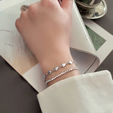 Silver Heart Bracelet Zircon Chain Women's Student