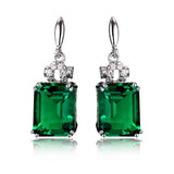 Lab Emerald CZ Drop Earrings Crystal Wedding Jewelry