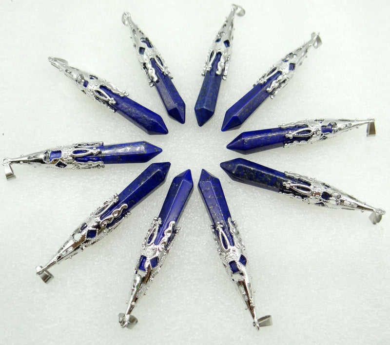 Silver Faceted Gem Stone Pendulum Pendant for Jewelry Making 1pc