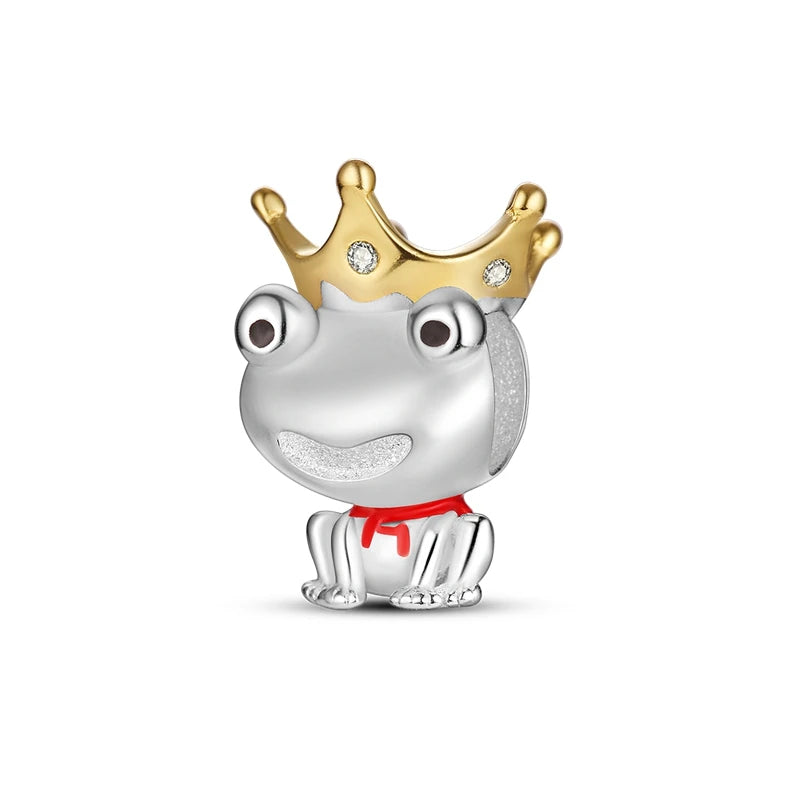 Silver Little Boy Fox Rose Flower Frog Prince Charm for Jewelry Making