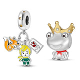 Silver Little Boy Fox Rose Flower Frog Prince Charm for Jewelry Making