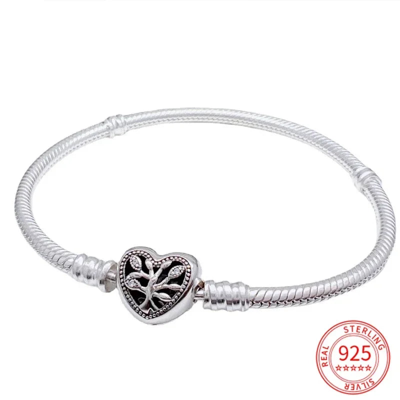Silver Family Tree Women Bracelets Moments Shining Heart Jewe
