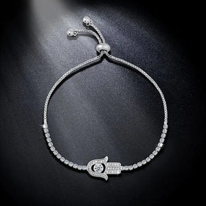 Silver Hamsa Bracelet Evil Eye Jewelry