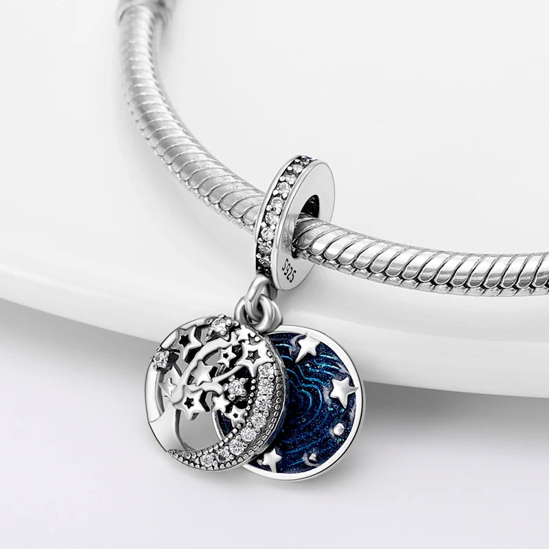 Silver Starry Sky Series Bracelet Necklace Charms DIY Jewelry Pendants