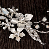 Silver Floral Bridal Clip Opal Crystal Wedding Headpiece