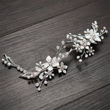 Silver Floral Bridal Clip Opal Crystal Wedding Headpiece