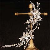 Silver Floral Bridal Clip Opal Crystal Wedding Headpiece