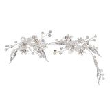 Silver Floral Bridal Clip Opal Crystal Wedding Headpiece
