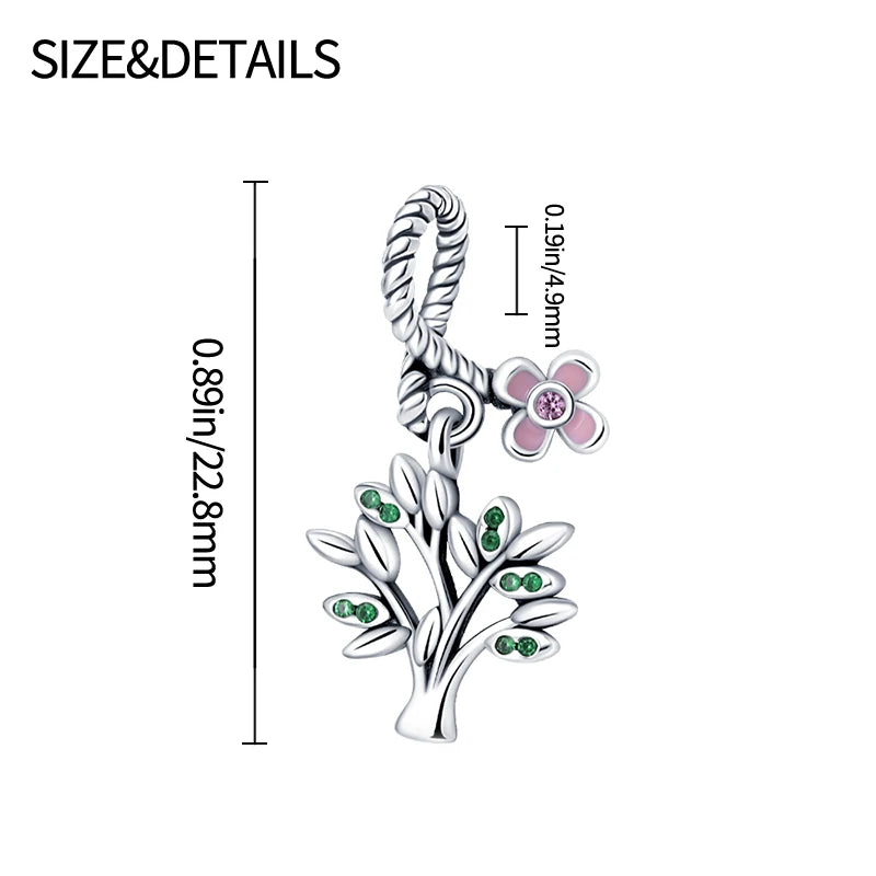 Tree Shape Charms Beads For Women Silver Pendant Bead Diy Jewelry