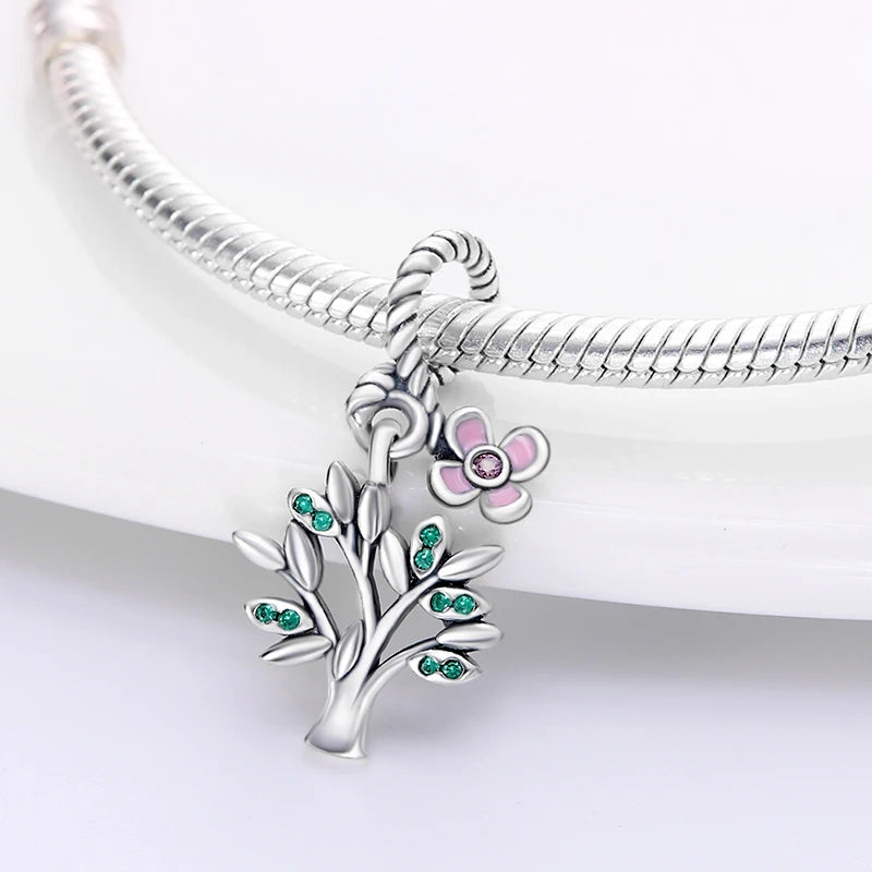 Tree Shape Charms Beads For Women Silver Pendant Bead Diy Jewelry