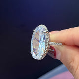 Silver Oval CZ Crystal Wedding Rings for Women