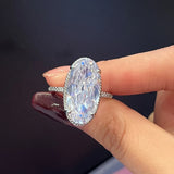 Silver Oval CZ Crystal Wedding Rings for Women