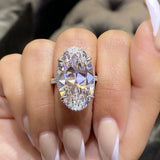 Silver Oval CZ Crystal Wedding Rings for Women