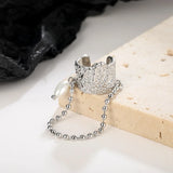 Silver Fringe Pearl Ear Ear Cuff Clip on Earrings for Women