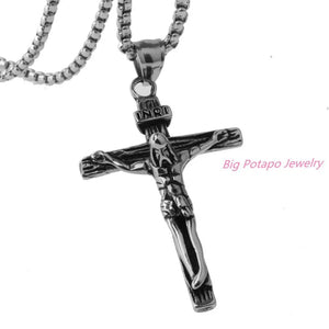 Vintage Stainless Steel Cross Pendant Men Necklace