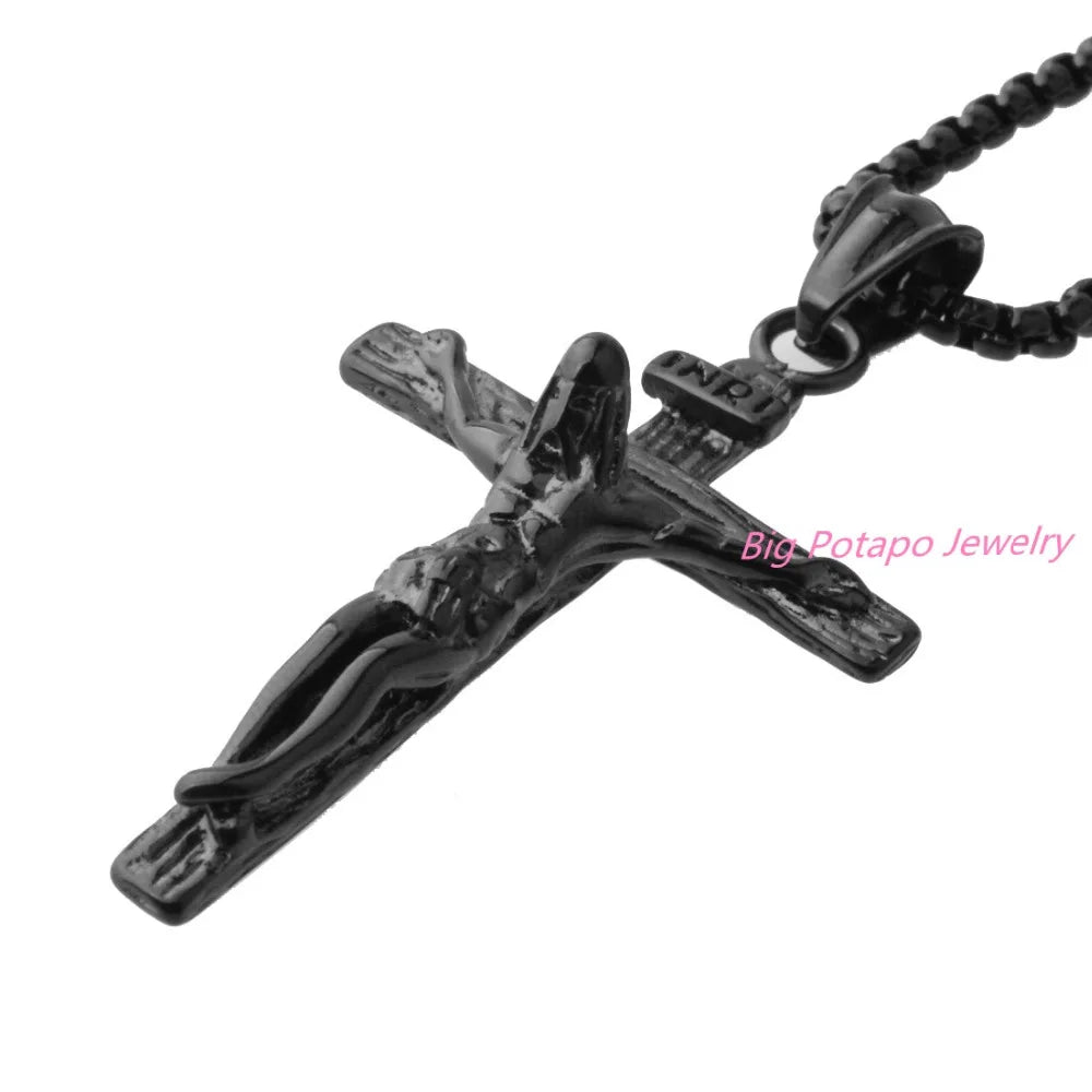 Vintage Stainless Steel Cross Pendant Men Necklace