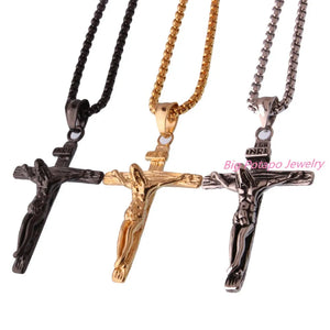 Vintage Stainless Steel Cross Pendant Men Necklace