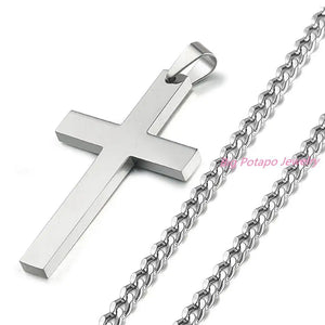 Silver Cross Necklace for Women Stainless Steel Jewelry