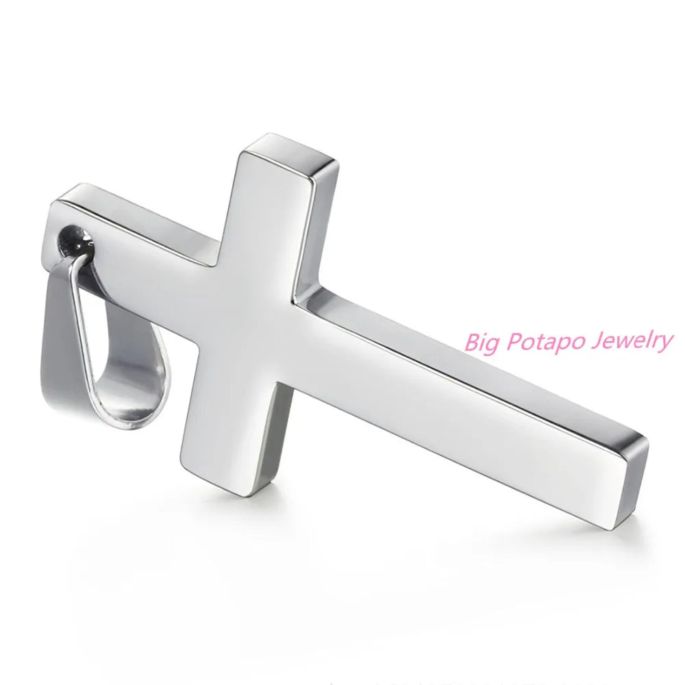 Silver Cross Necklace for Women Stainless Steel Jewelry