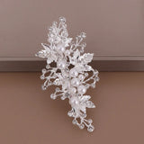 Silver Pearls Crystal Hair Pin Clip Leaf Rhinestone Women Hair Jewelry