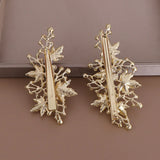 Silver Pearls Crystal Hair Pin Clip Leaf Rhinestone Women Hair Jewelry