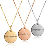 Silver Rose Necklace & Pendant Engravable Charm Pendant Necklace