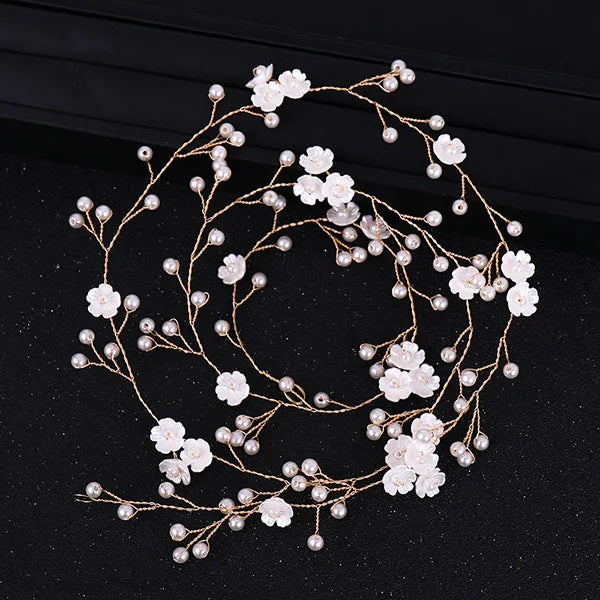Silver Tiara Hair Jewelry Flower Pearl Bride Headbands Bridal Wedding Hair Acces
