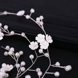 Silver Tiara Hair Jewelry Flower Pearl Bride Headbands Bridal Wedding Hair Acces