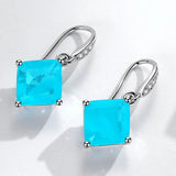 Silver Paraiba Tourmaline Dangle Earrings for Women