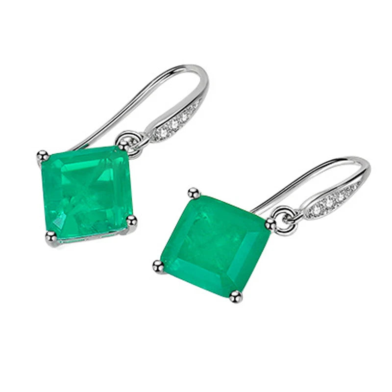 Silver Paraiba Tourmaline Dangle Earrings for Women