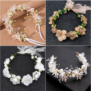 Silver Pearl Flower Headband Bridal Wedding Crown Hair Accessories