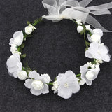Silver Pearl Flower Headband Bridal Wedding Crown Hair Accessories