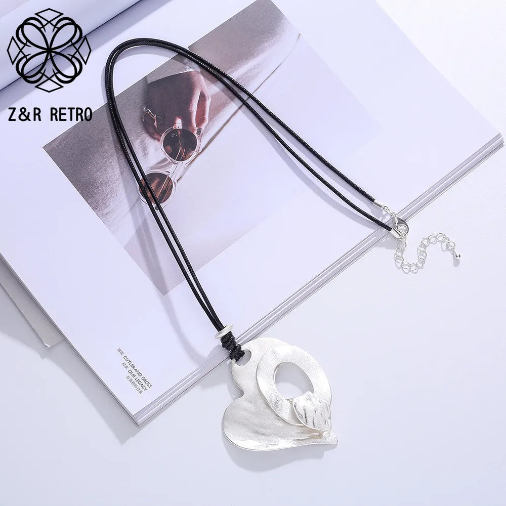 Silver Heart Pendant Necklace Women Choker Suspension