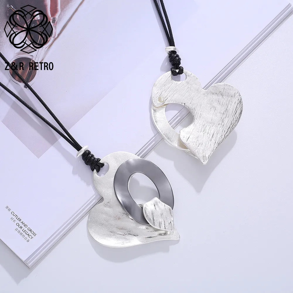 Silver Heart Pendant Necklace Women Choker Suspension