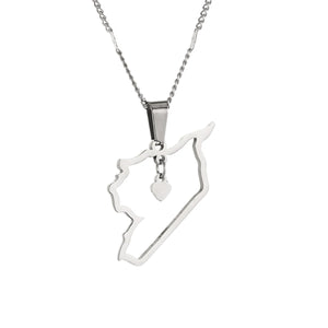 Syria Map Stainless Steel Pendant Necklace Patriotic