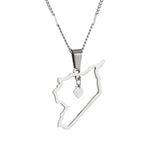 Syria Map Stainless Steel Pendant Necklace Patriotic