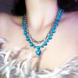 Silver Heart of Sea Cubic Crystal Necklace for Women