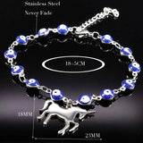 Silver Horse Stainless Steel Evil Eye Bracelet Jewelry Bracciali Donna