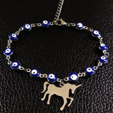 Silver Horse Stainless Steel Evil Eye Bracelet Jewelry Bracciali Donna