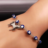 Silver Horse Stainless Steel Evil Eye Bracelet Jewelry Bracciali Donna