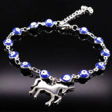 Silver Horse Stainless Steel Evil Eye Bracelet Jewelry Bracciali Donna