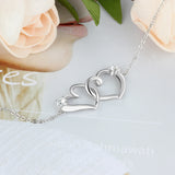 Silver Heart Bracelet with CZ Adjustable Chain for Women