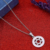 Silver Star Hexagram Pendant Necklace Jewish Star Solomon Seal Jewelry