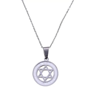 Silver Star Hexagram Pendant Necklace Jewish Star Solomon Seal Jewelry