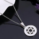 Silver Star Hexagram Pendant Necklace Jewish Star Solomon Seal Jewelry