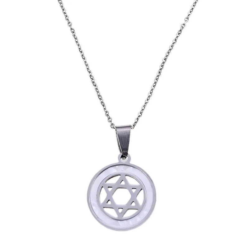 Silver Star Hexagram Pendant Necklace Jewish Star Solomon Seal Jewelry